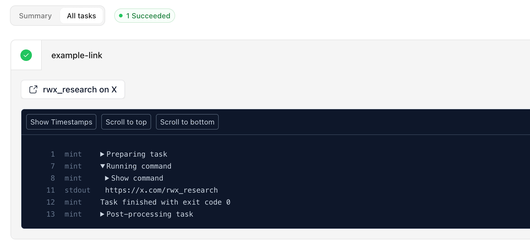 RWX links in the UI